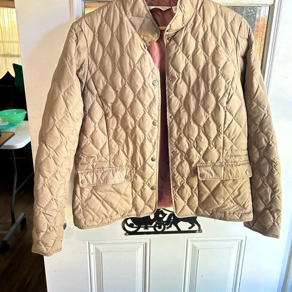 Eddie Bauer lightweight down jacket with snap closure size women’s large, taupe - Picture 2 of 5